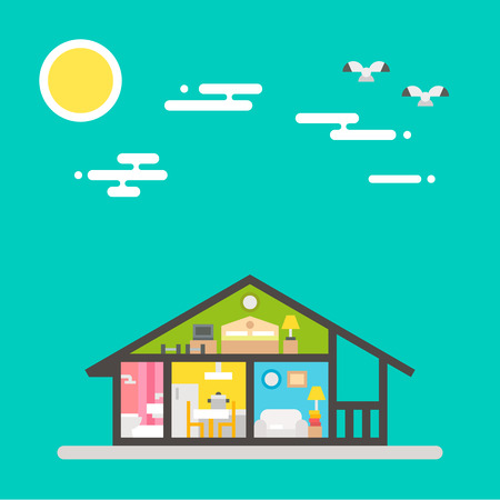 Flat design of house interior illustration vectorのイラスト素材