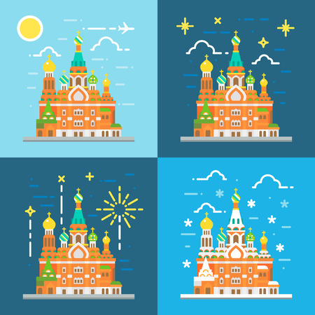 Flat design of church of the savior on blood Russia illustration vectorのイラスト素材