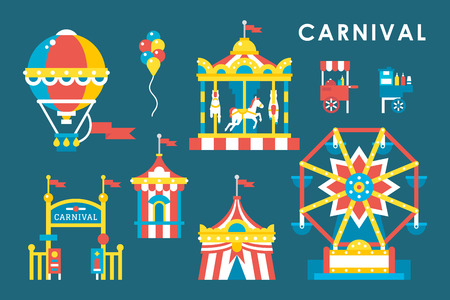 Flat style carnival infographic elements illustration vectorのイラスト素材