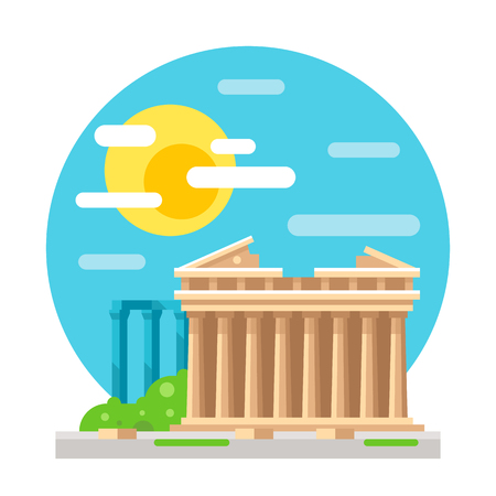 Parthenon flat design landmark illustration vectorのイラスト素材