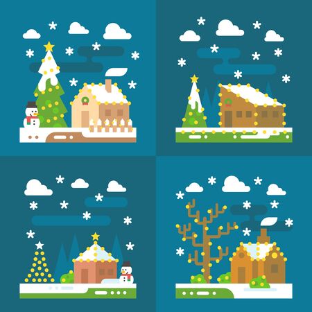 Christmas light decoration flat design illustration vectorのイラスト素材
