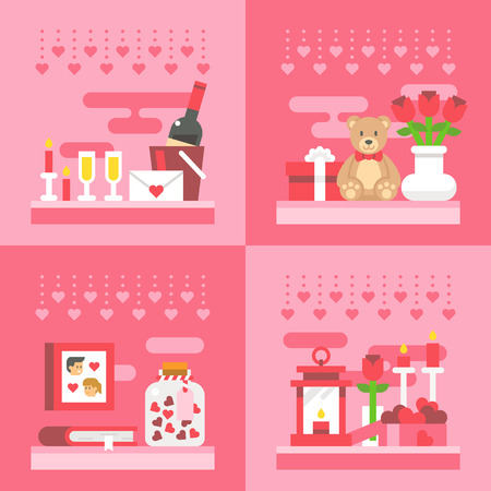 Flat design valentine's day gift illustration vectorのイラスト素材