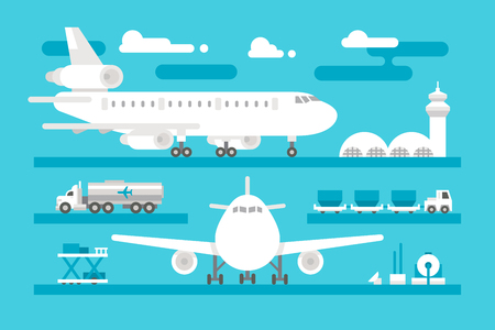 Flat design airport activity set illustration vectorのイラスト素材