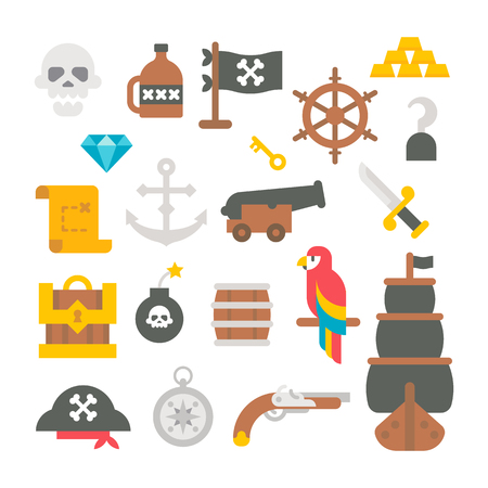 Flat design pirate items illustrationのイラスト素材