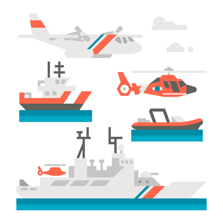 Flat design coast guard vehicle illustrationのイラスト素材