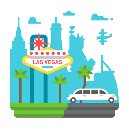 Flat design Las Vegas illustration vectorのイラスト素材