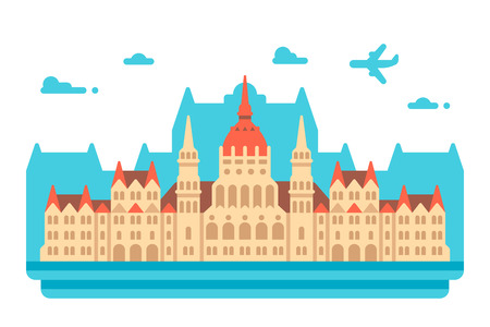 Flat design Budapest Parliament illustration vectorのイラスト素材