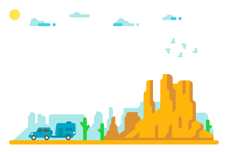 Flat design Arizona trip background illustration vectorのイラスト素材