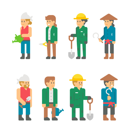 Flat design farmers set illustration vectorのイラスト素材