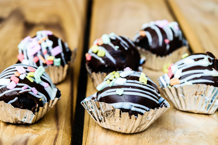 cake pop with coloured sprinklesの写真素材