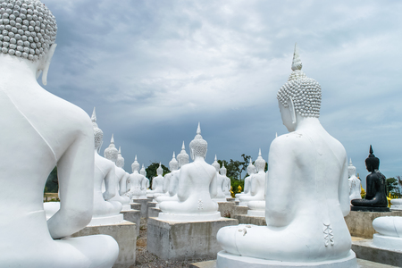 White buddha in thai templeの写真素材