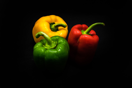 Sweet bell pepper on a dark backgroundの写真素材