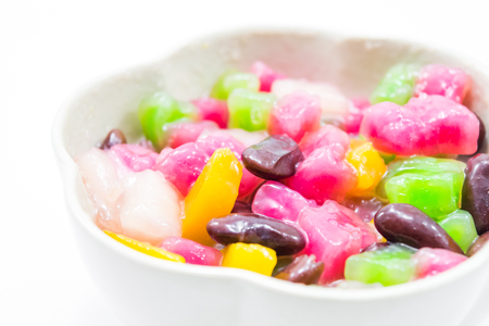 traditional thai dessert in white cup isolated on white backgroundの写真素材