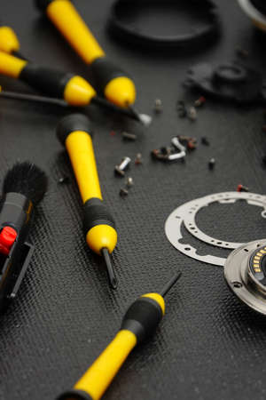 Lens and camera repair, cleaning lens conceptの写真素材