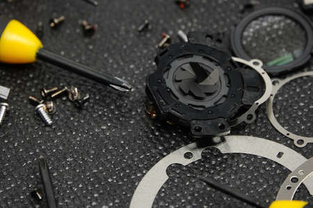 Lens and camera repair, cleaning lens conceptの写真素材