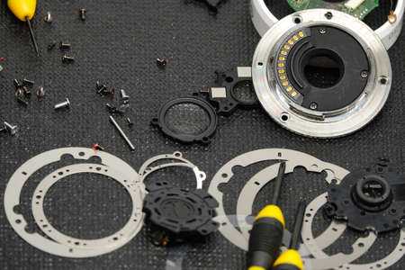 Lens and camera repair, cleaning lens conceptの写真素材