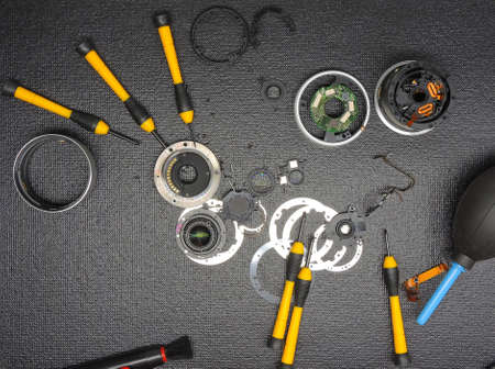 Lens and camera repair, cleaning lens conceptの写真素材