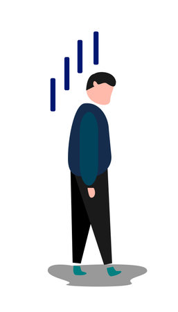 illustration from a man who looked exhausted, tired people, simple