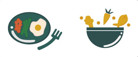 illustration from healthy food, vegetables, fish, eggs, etc.のイラスト素材