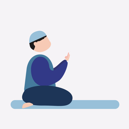 illustration from a muslim man on his knees, a man prayingのイラスト素材