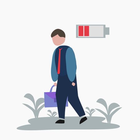 illustration of a man get tired, low energy, after they work