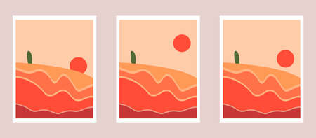 abstract set with sand themes, background, desert, sand, sun, etcのイラスト素材