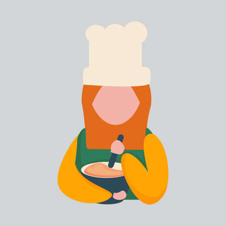 simple illustration of muslim woman cookingのイラスト素材