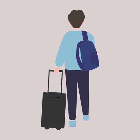 a man goes with luggageのイラスト素材