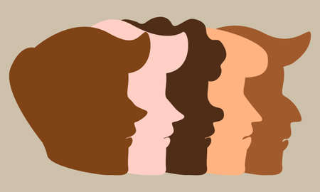 people with different skin, silhouetteのイラスト素材