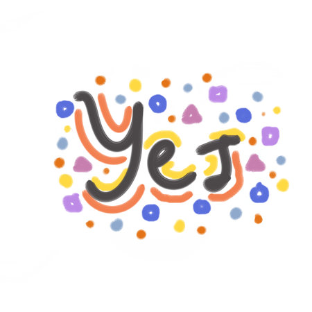 Handwriting with yes word, english wordのイラスト素材