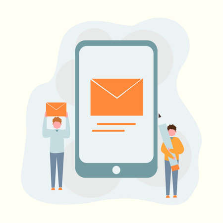illustration of sending email via phone