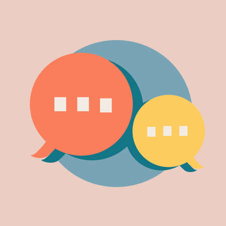 colorful bubble talk icon, blue, orangeのイラスト素材
