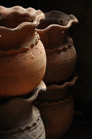Pottery and lighting & shadowの写真素材