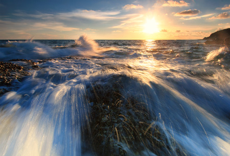 The wave hit the rock at Khao Laem Ya, Rayong, Thailand の写真素材