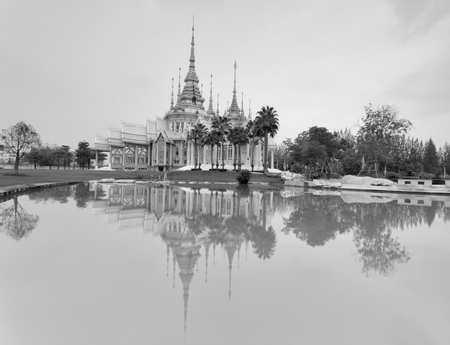 Temple of thailand style in black and white, Thailandの写真素材