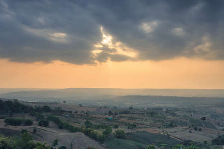 Beautiful sunrise over  countryside landscapeの写真素材