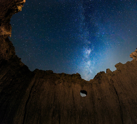 Milky way over the canyonの写真素材