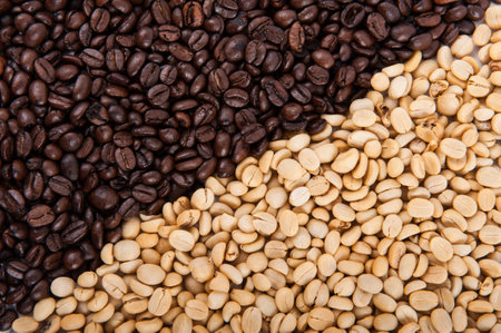 Roasted brown coffee beansの写真素材