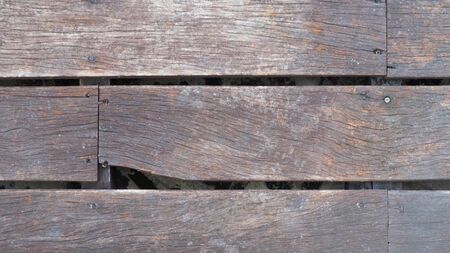 Dark wood slat pattern, arranged as a walkwayの写真素材