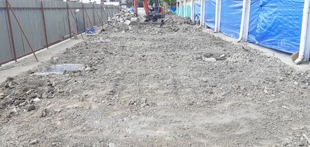 Construction zone and water pipe layingの写真素材