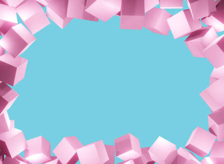 3D illustration colorful cubes floating on a light background. With shining light. For publications...