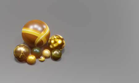 3d spherical illustration and pattern of celebration, abstract background illustration with 3...