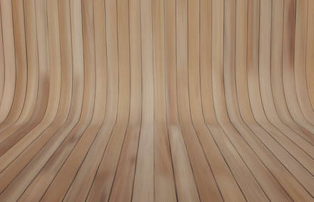 3d illustration Curved wooden wall backdrop It is the same texture continuously, light color for product placement and advertisement.の写真素材