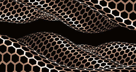 3d illustration Abstract wave of black and white curve And various surface patterns Illusion....