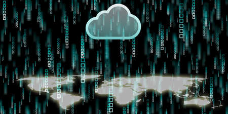 2d illustration of Cloud computing, wireless network Cloud storage, cloud computing technology...