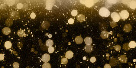 Golden bokeh background image and christmas lights Glowing holiday backdrop Blurred background with...