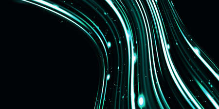 Motion of light and stripes effect abstract glow splash colorful wave spiral art Bright red ribbon on black background 3d illustrationの写真素材