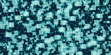 Blue mixed green background Square blur, square, abstract blur mosaic, illustration for science, business or technology 3d illustrationの写真素材