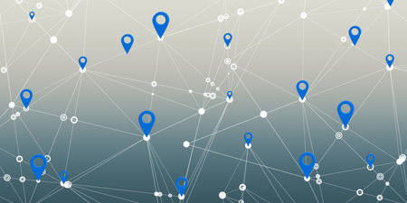 Map pin on technology background Gps network connection concept in 5g and 6g system 3d illustration