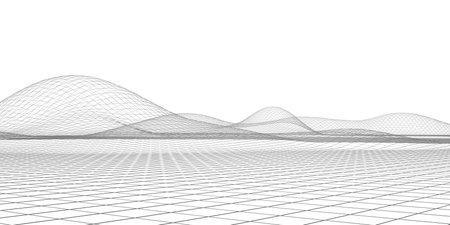 Abstract digital connection structure line Future table Abstract geometric computer Artificial intelligence particle pattern cyberspace landscape background 3d illustrationの写真素材